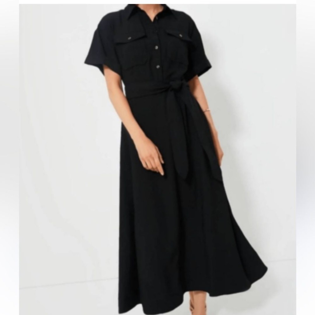 Tuckernuck Black Buttoned Polo Collar Maxi Dress medium
