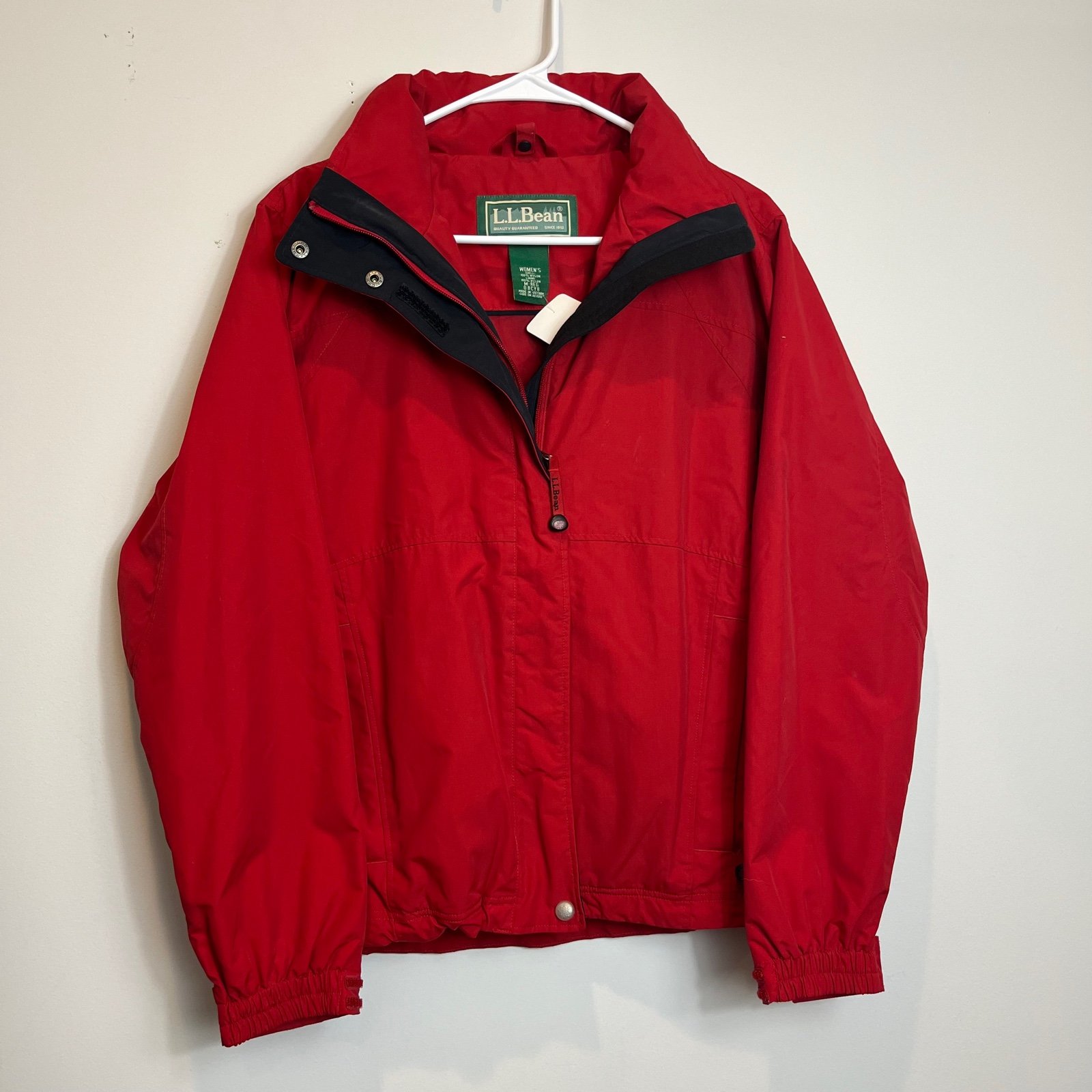 LL Bean Jacket Womens Red Full Zip Fleece Lined Jacket Size M