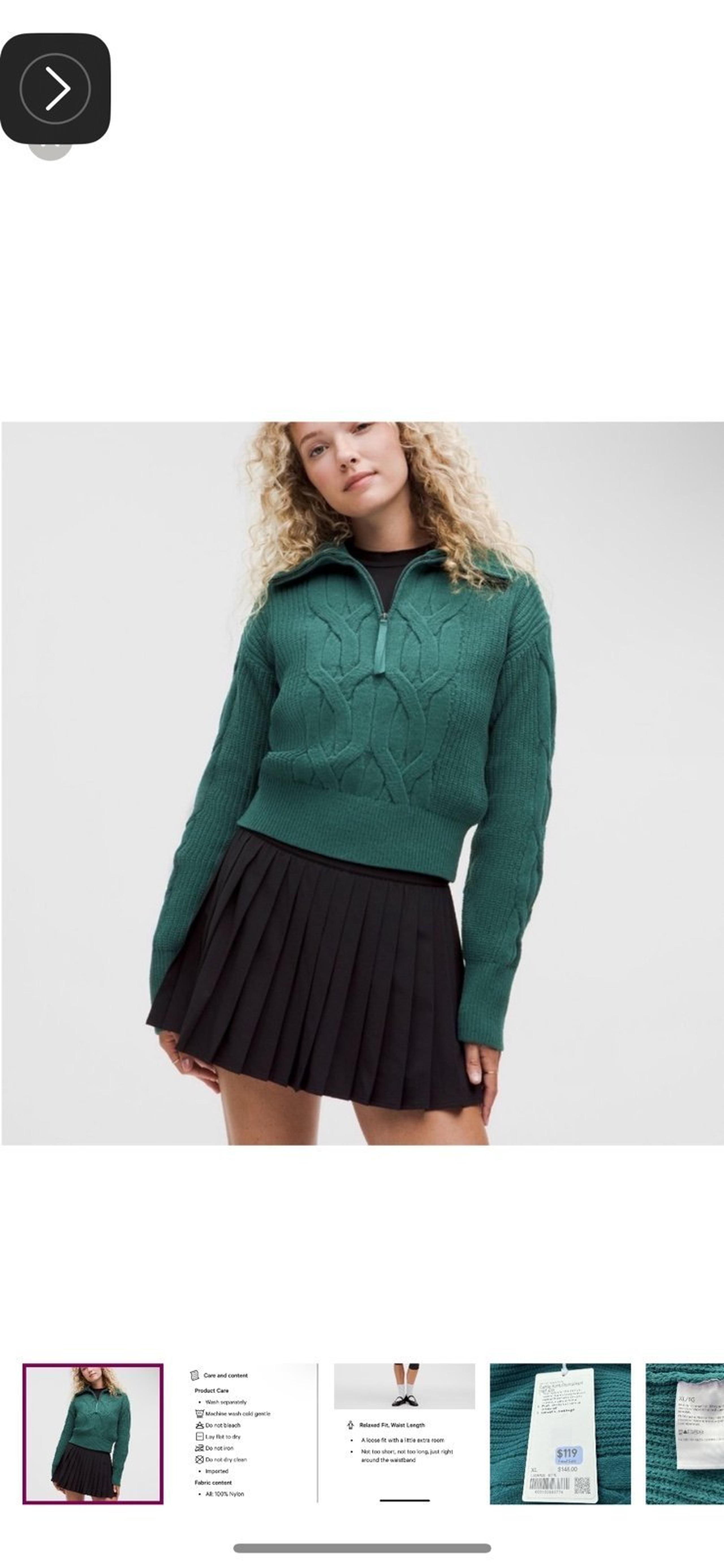 NWT Lululemon Cable knit oversized half zip | Storm Teal | size: XL