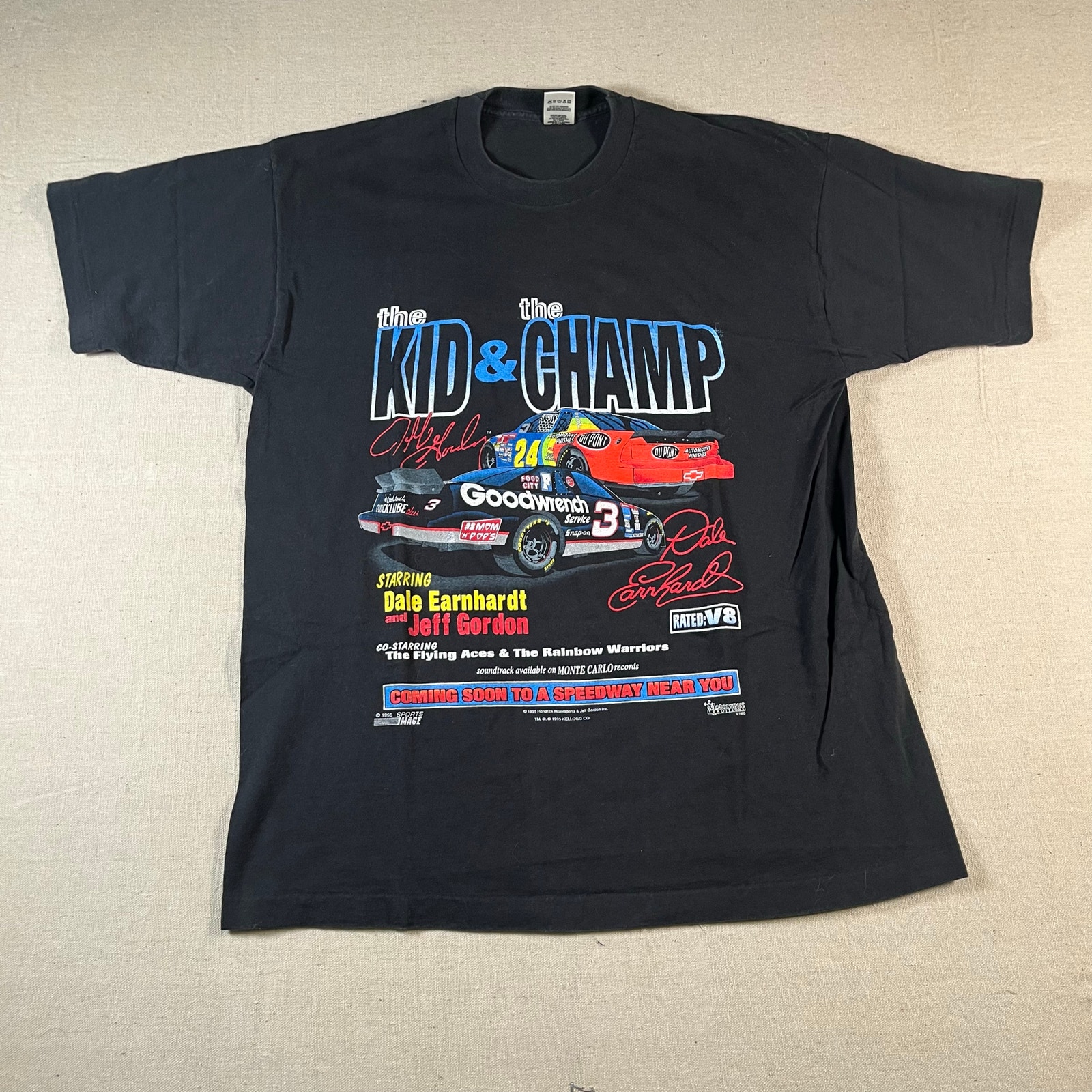 Vintage NASCAR 1995 The Kid,The Champ Dale Earnhardt & Jeff Gordon T-shirt Sz XL