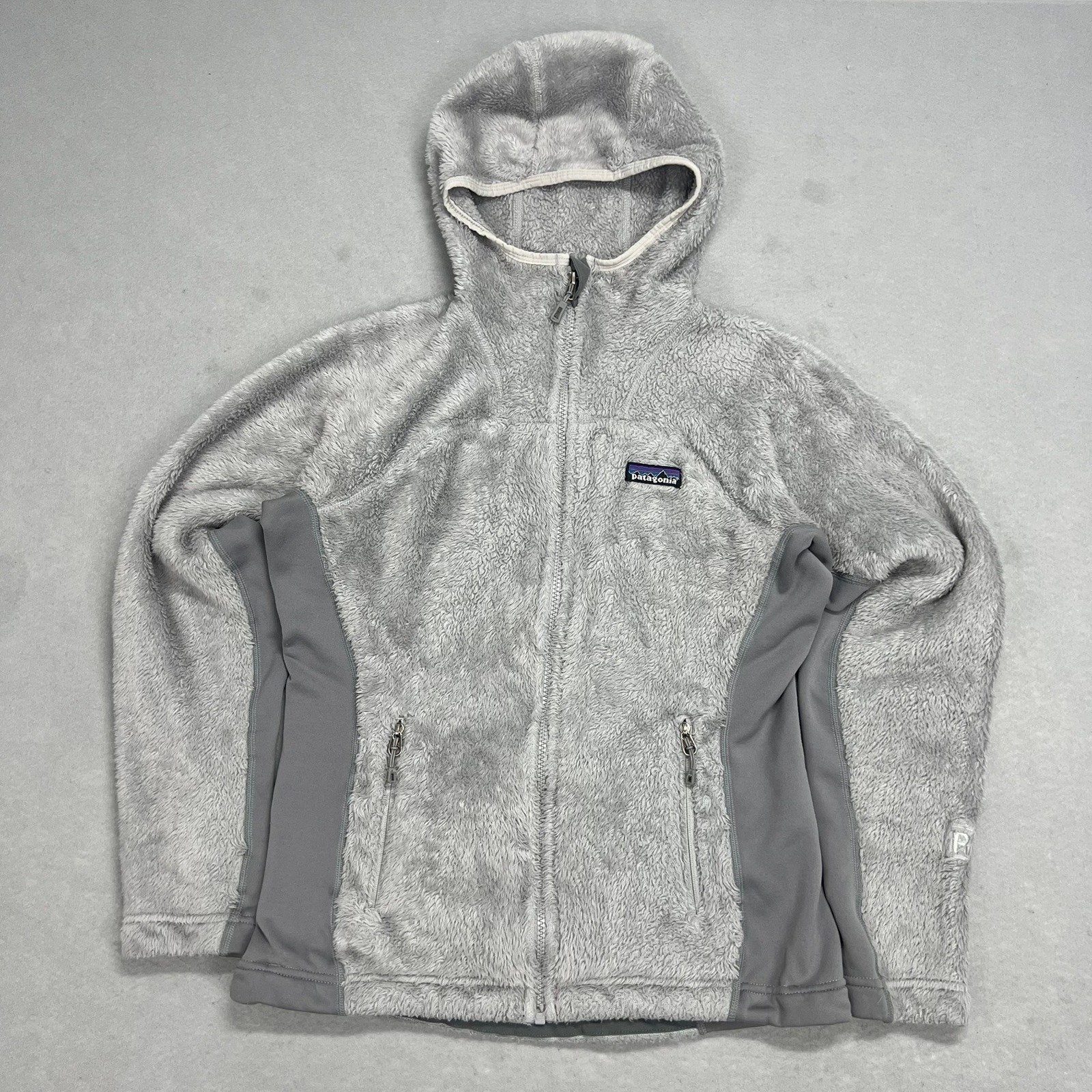 Patagonia Polartec Thermal Pro Fleece Hooded Jacket Womens S Gray Full Zip