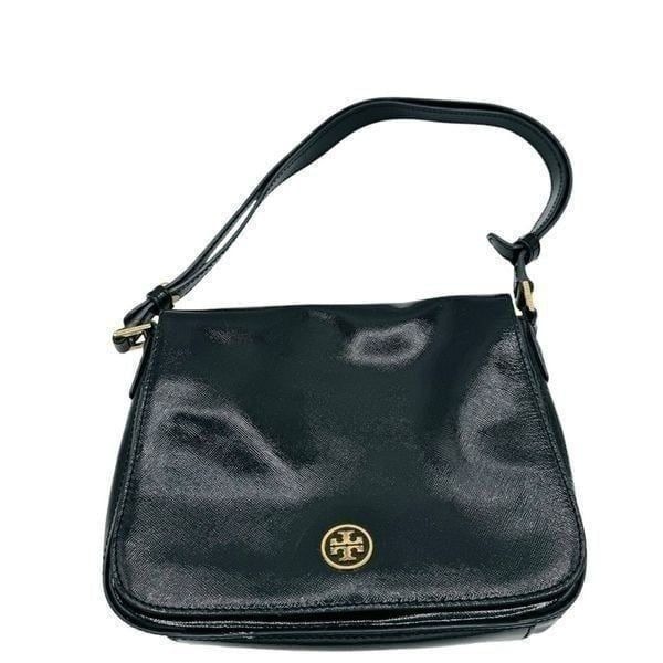 TORY BURCH shoulder bag leather black flap open
