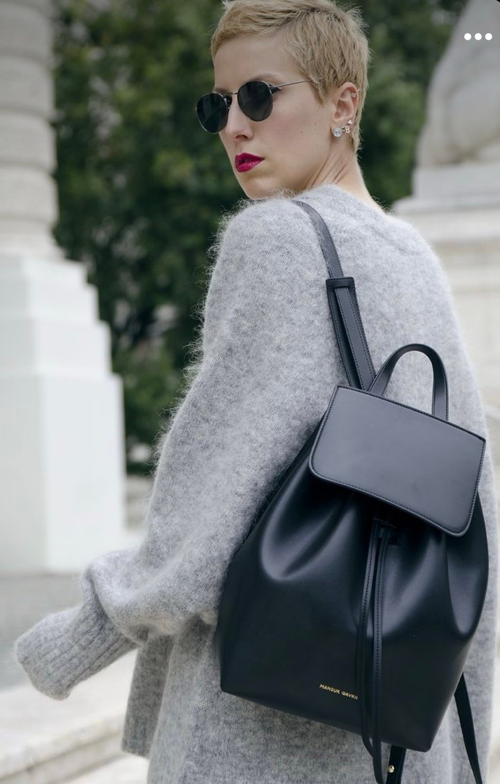 Mansur Gavriel 895 large leather black flamma drawstring backpack