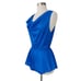 Vintage UNDERCOVER WEAR 80s Women's Blue Nylon Draped Teddy Romper Pajamas M