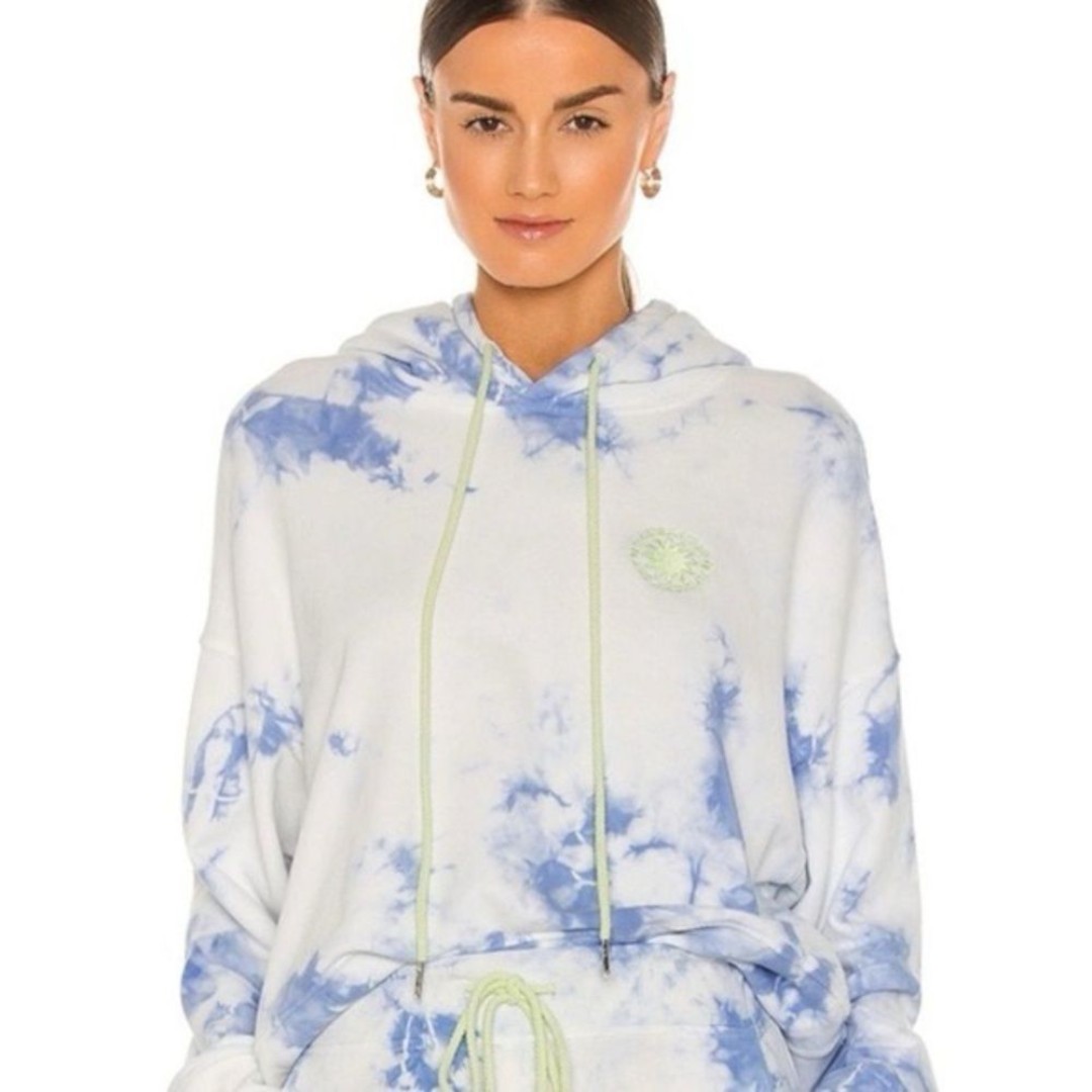 Daydreamer Free People Women Sweater XS Sunny People Blue Tie Dye Hoodie Crop