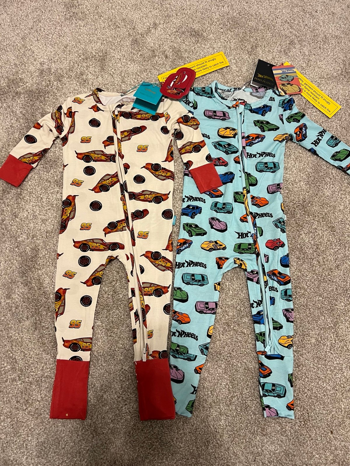 Posh Peanut Bundle pajamas. Hotwheels and Disney lighting McQueen 9-12 months