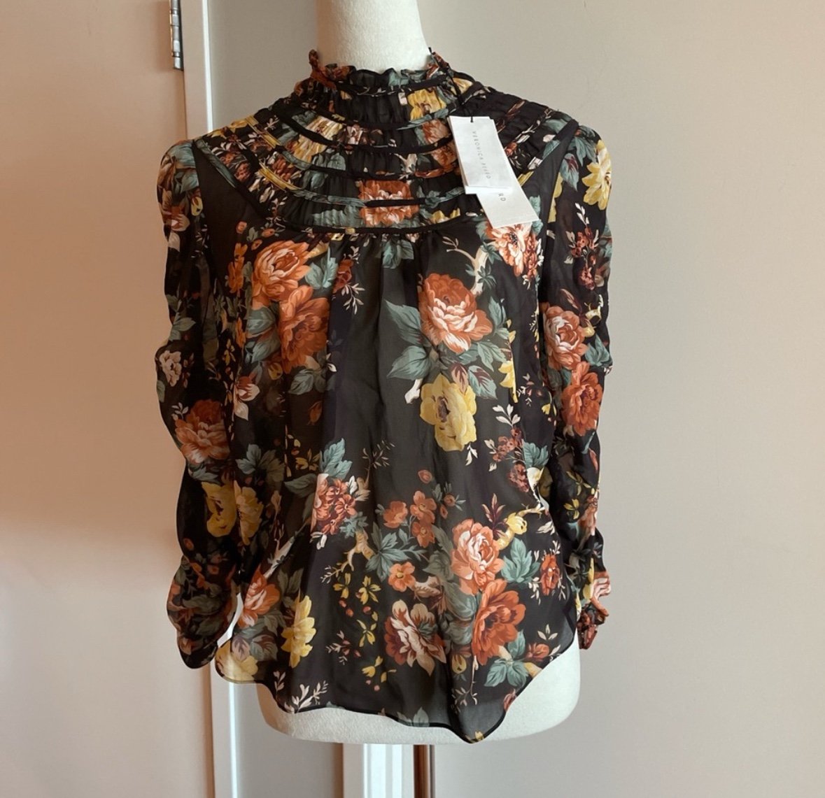 Veronica Beard Floral Sheer ‘Ares’’ Blouse - Size Small