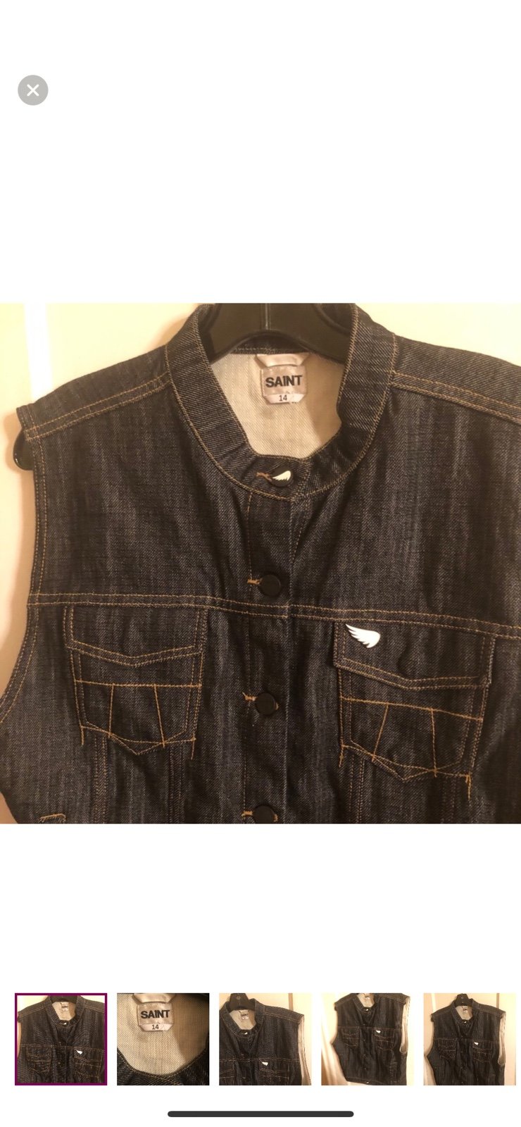 Saint Motorcycle Denim Biker Vest Women’s Size 14 Black