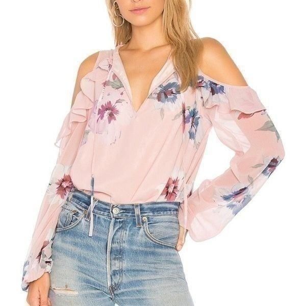 Yumi Kim XS Stella Cold Shoulder Pink Blouse REG. 135 (r1)