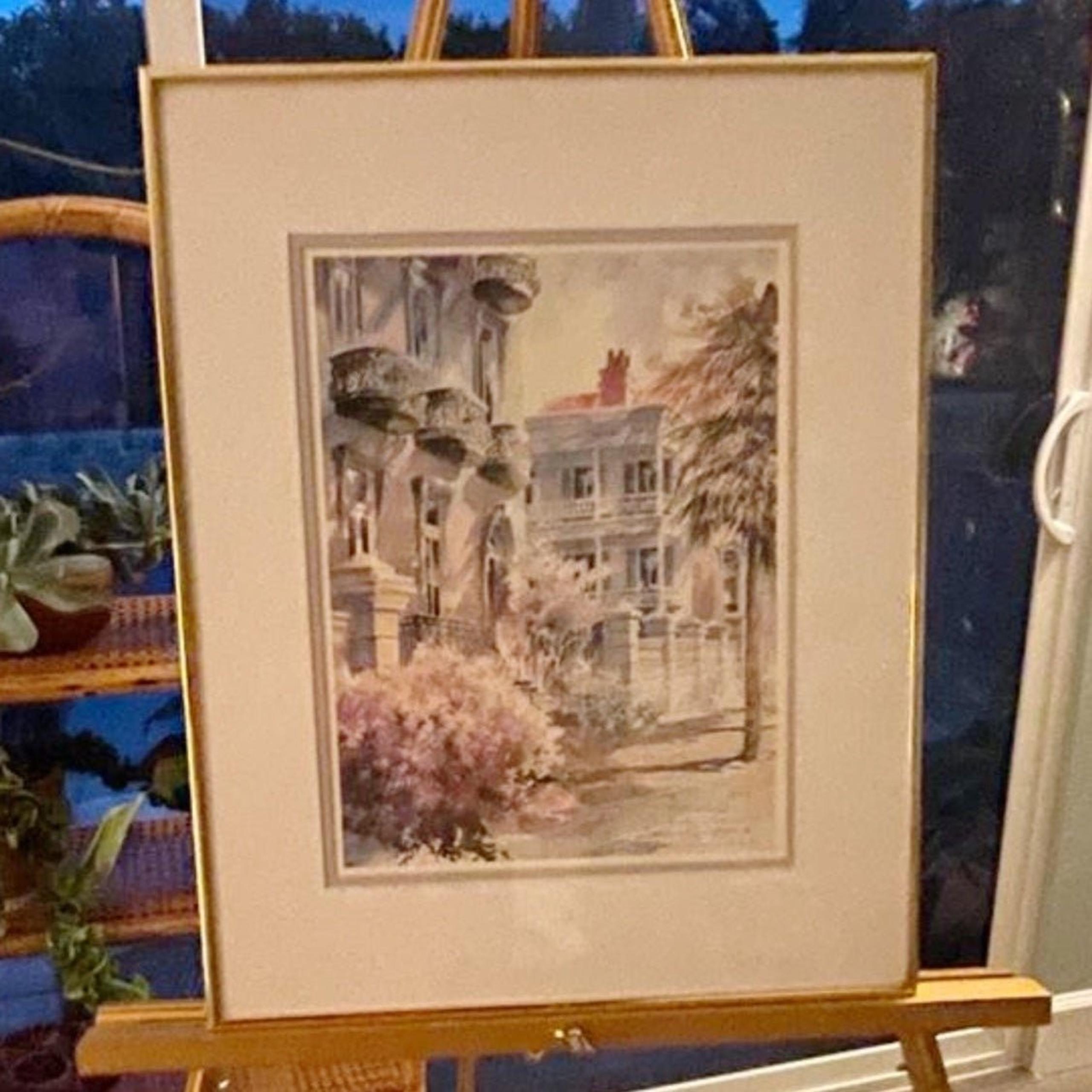 Vintage 1980’s Professional Framed Artist Signed Charleston Style Artwork - Unique Vintage