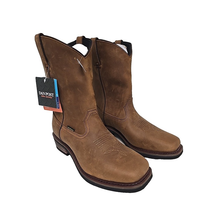 Dan Post Men's 12" Western Boots Leather Las Cruces Brown DP69693 Size 8.5 EW