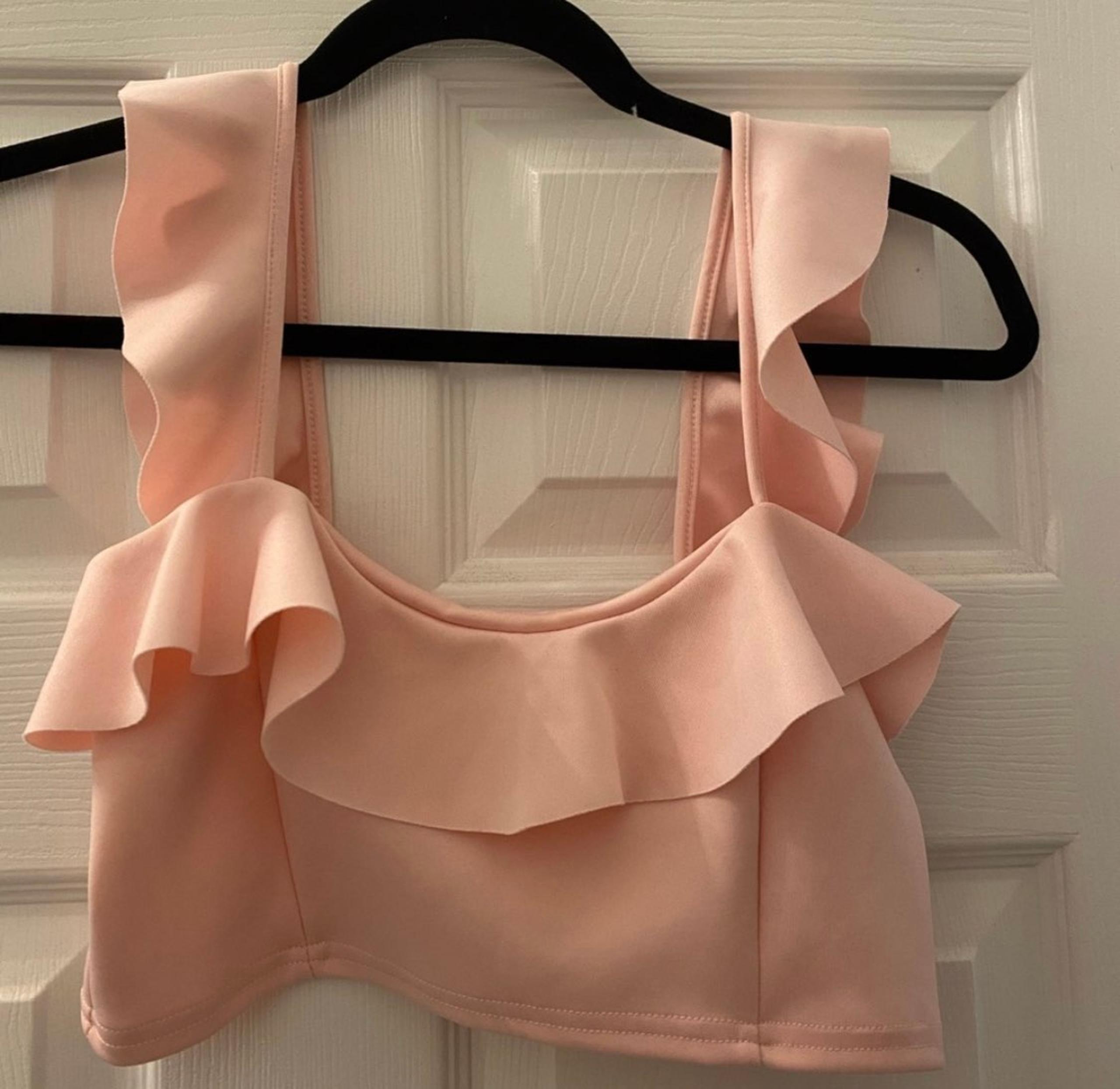 NWOT Asos Ruffle Pink Crop Top