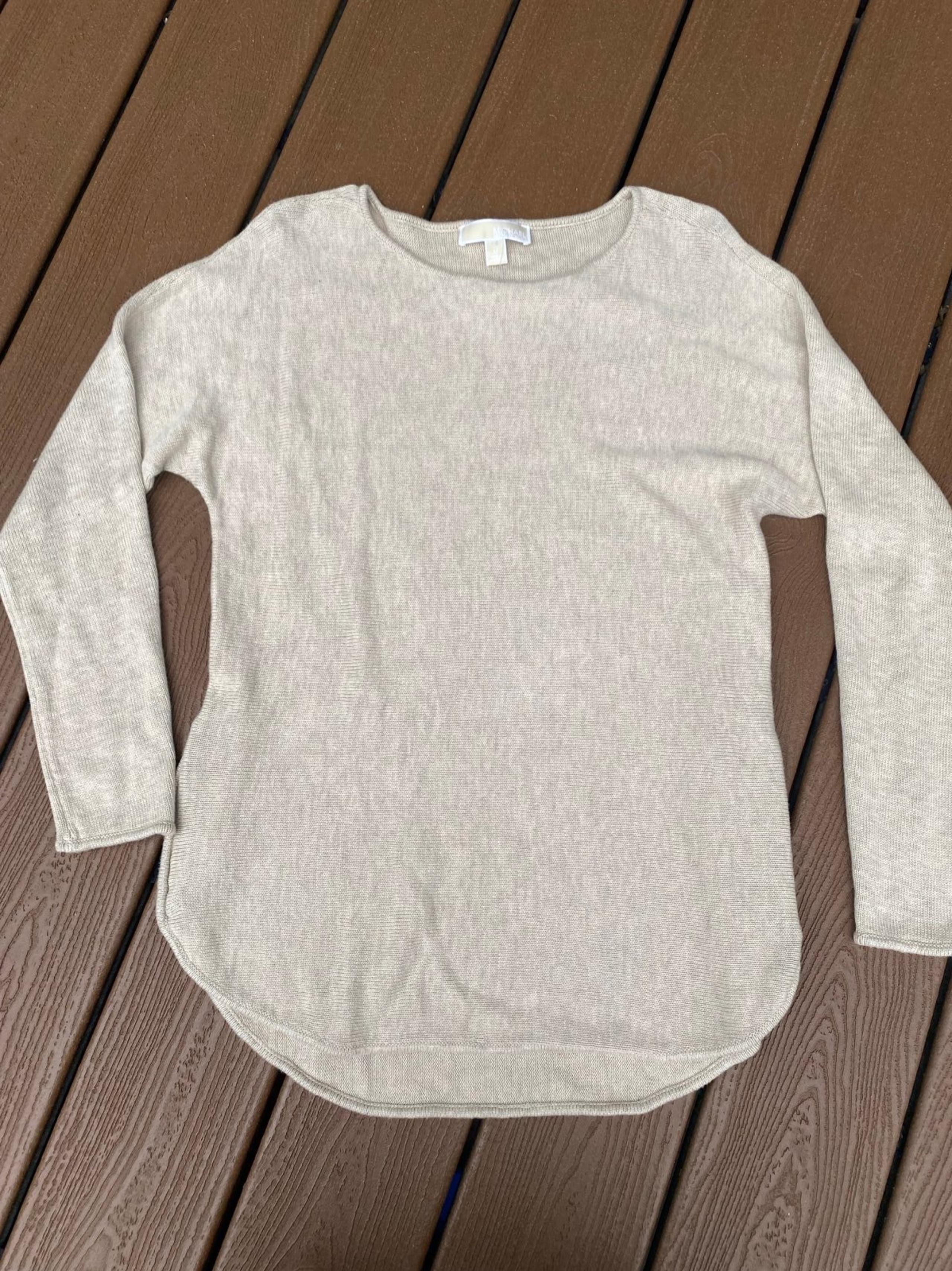NWT Women’s Oatmeal Cream Sweater with Gold Zippers Medium - Michael Kors