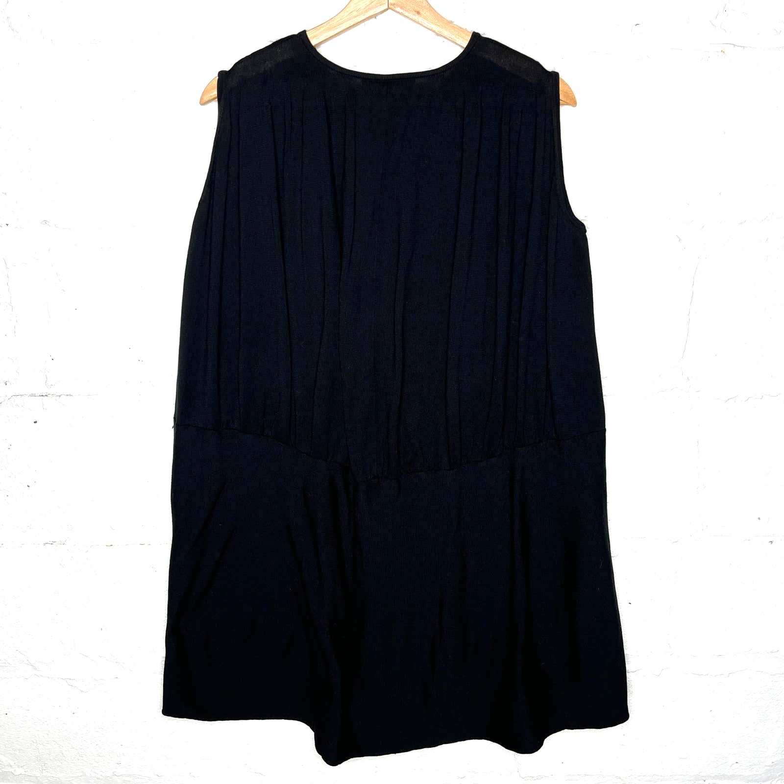 Co Women's Black Cotton Sleeveless Drop Waist Oversize Tunic Sweater Size M/L