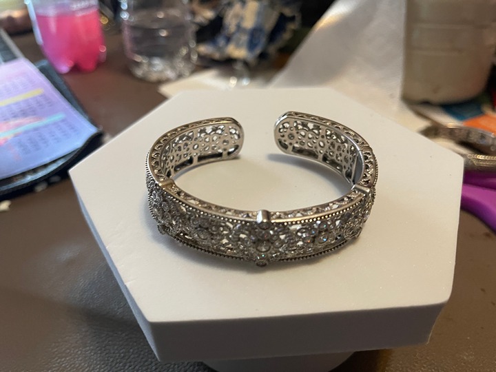 Judith Ripka Hinged Floral Garland Cuff Bracelet