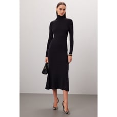 Toccin Black Ribbed Turtleneck Long Sleeve Midi Sweater Dress Size Medium