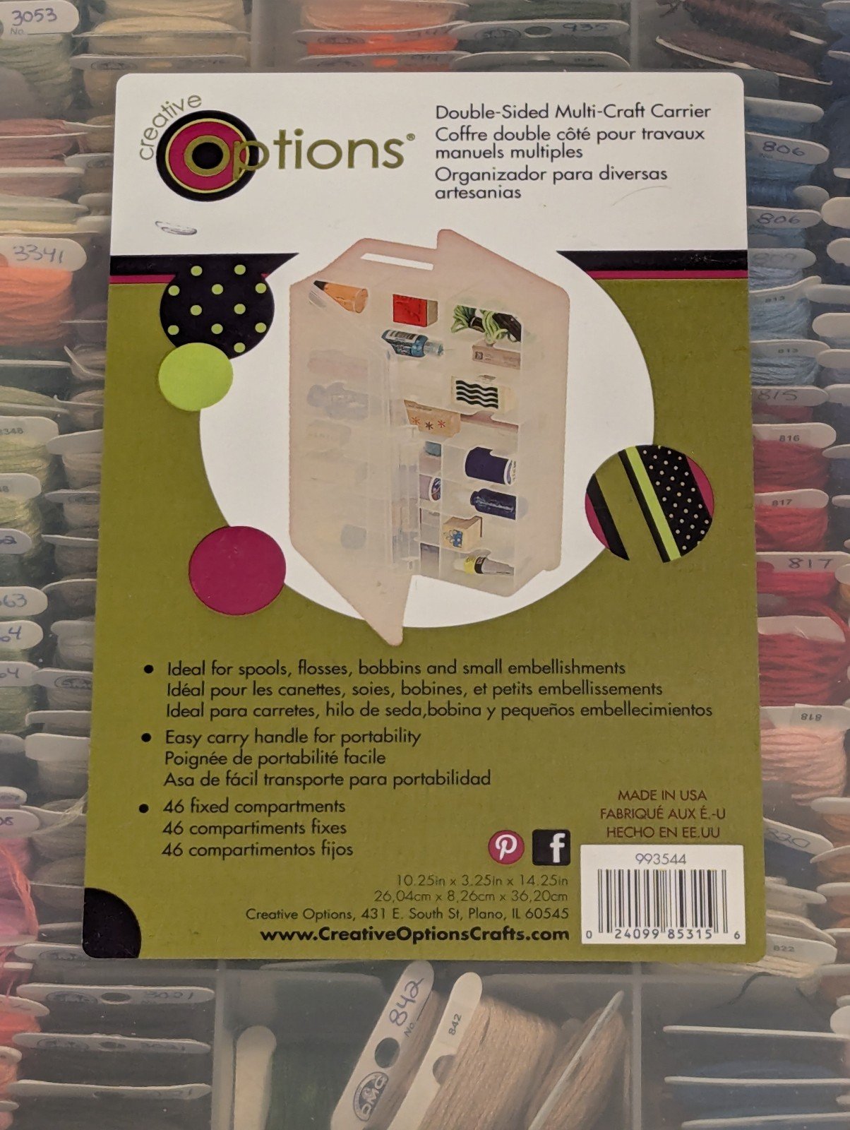 Double sided craft carrier with DMC thread