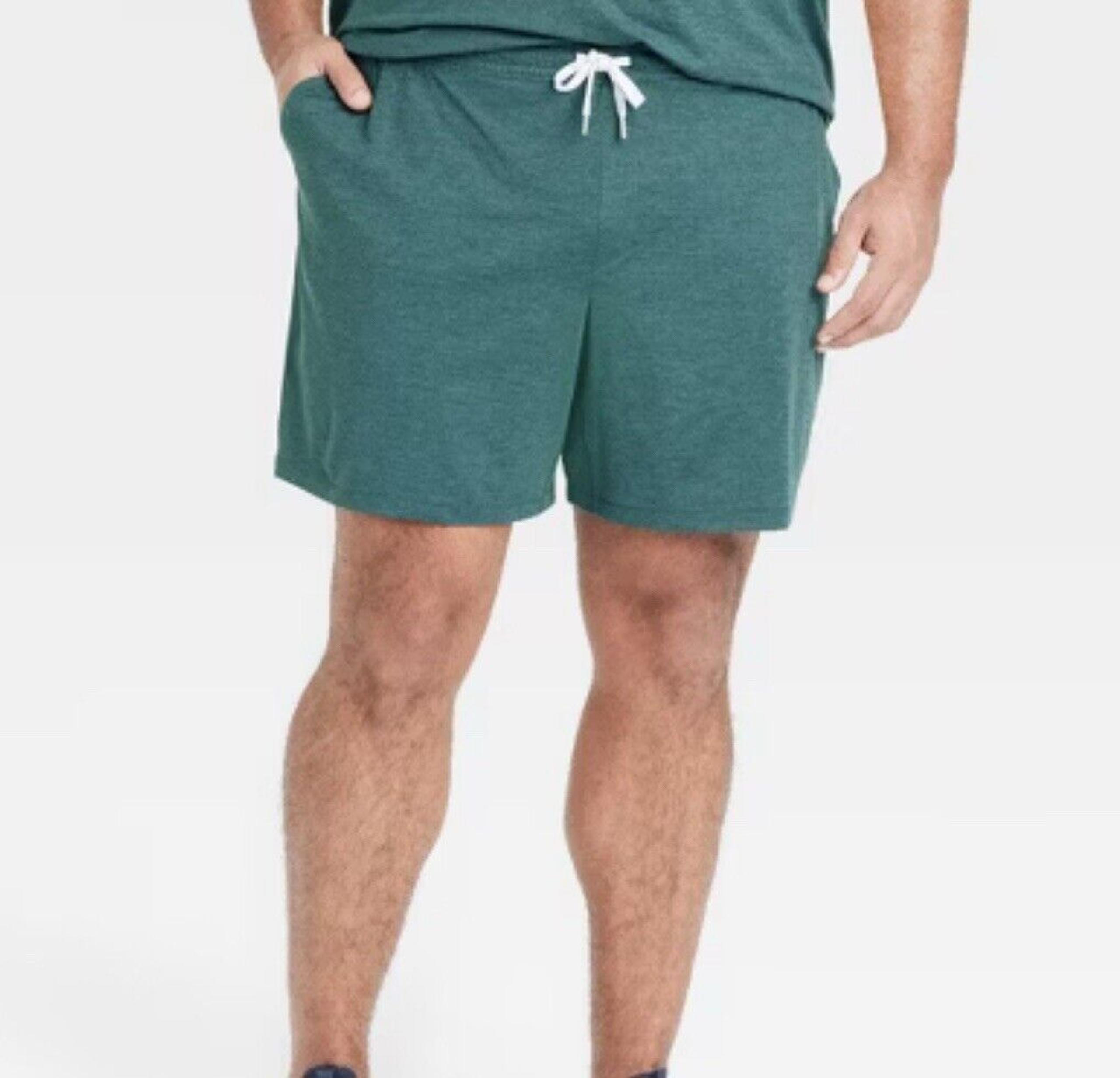 All In Motion Men’s XXL 7” Soft Stretch Shorts Dark Green Drawstring