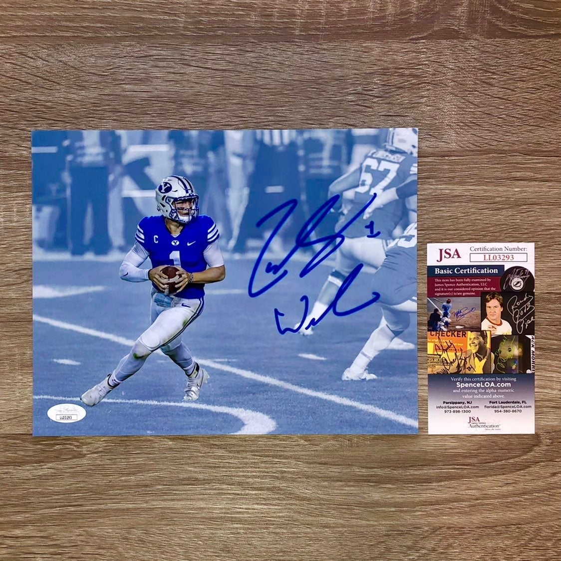 Zach Wilson Autographed 8x10 Photo Signed BYU Cougars New York Jets JSA Rookie