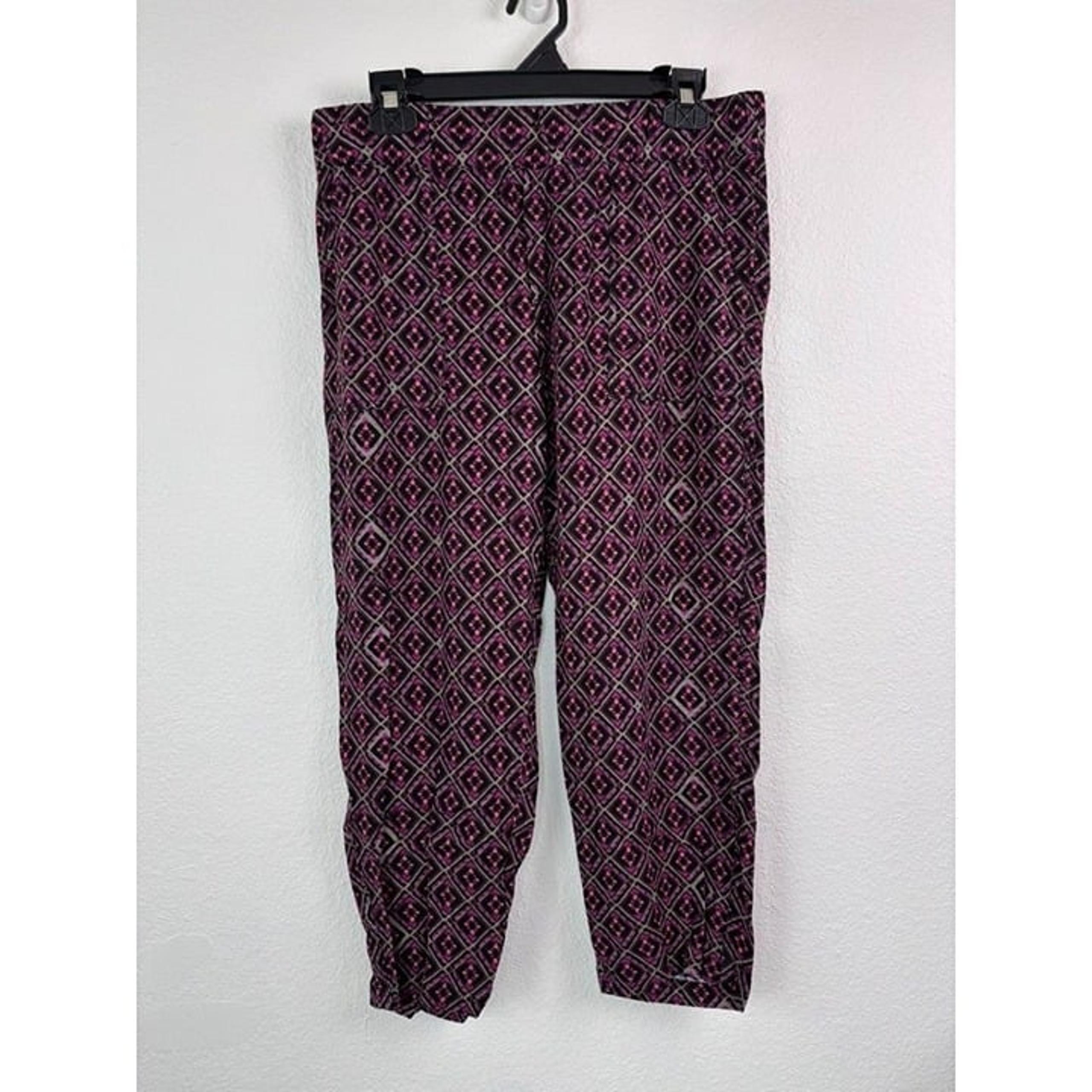 Soft Surroundings women's medium patterned cropped linen blend high rise pants