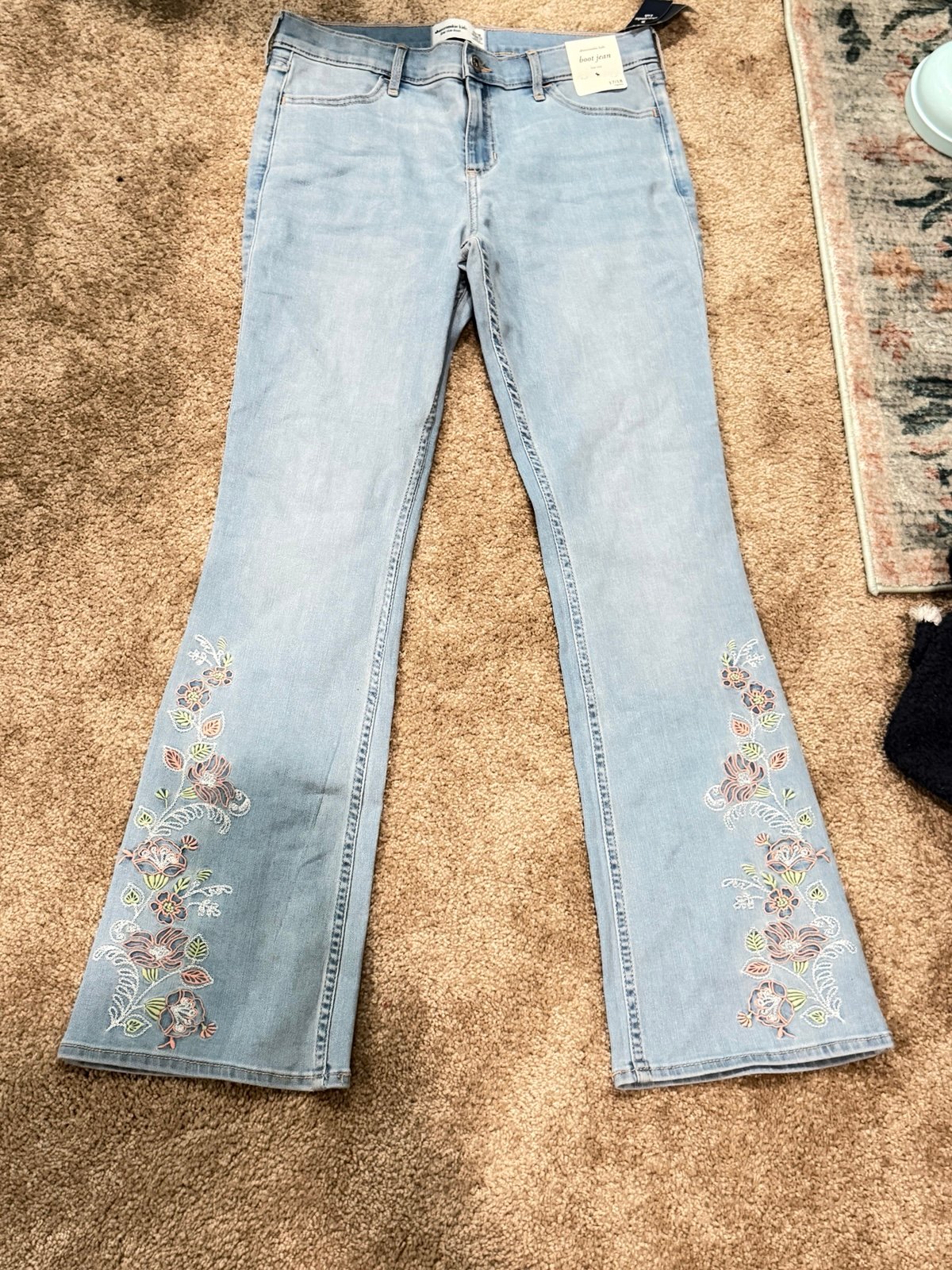 Abercrombie kids embroidered bootcut jeans