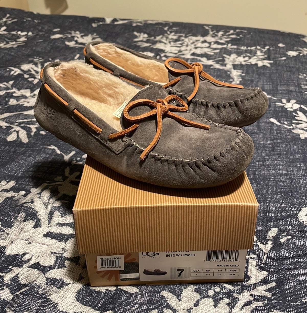 UGG Australia Grey Moccasin Slippers
