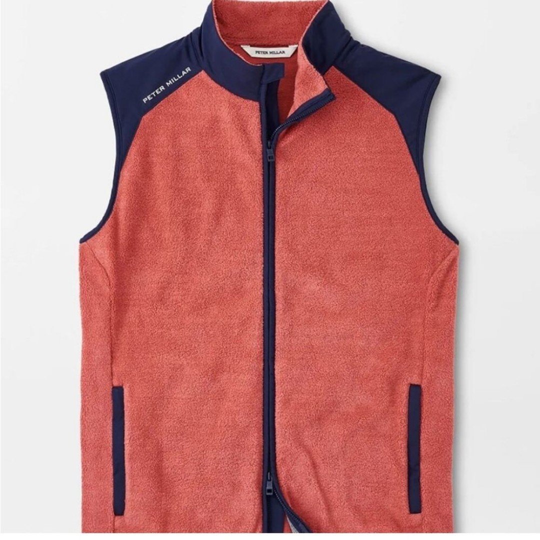 Peter Millar Crown Sport Golf Fleece Fade Vest Coral Size M NWT 225