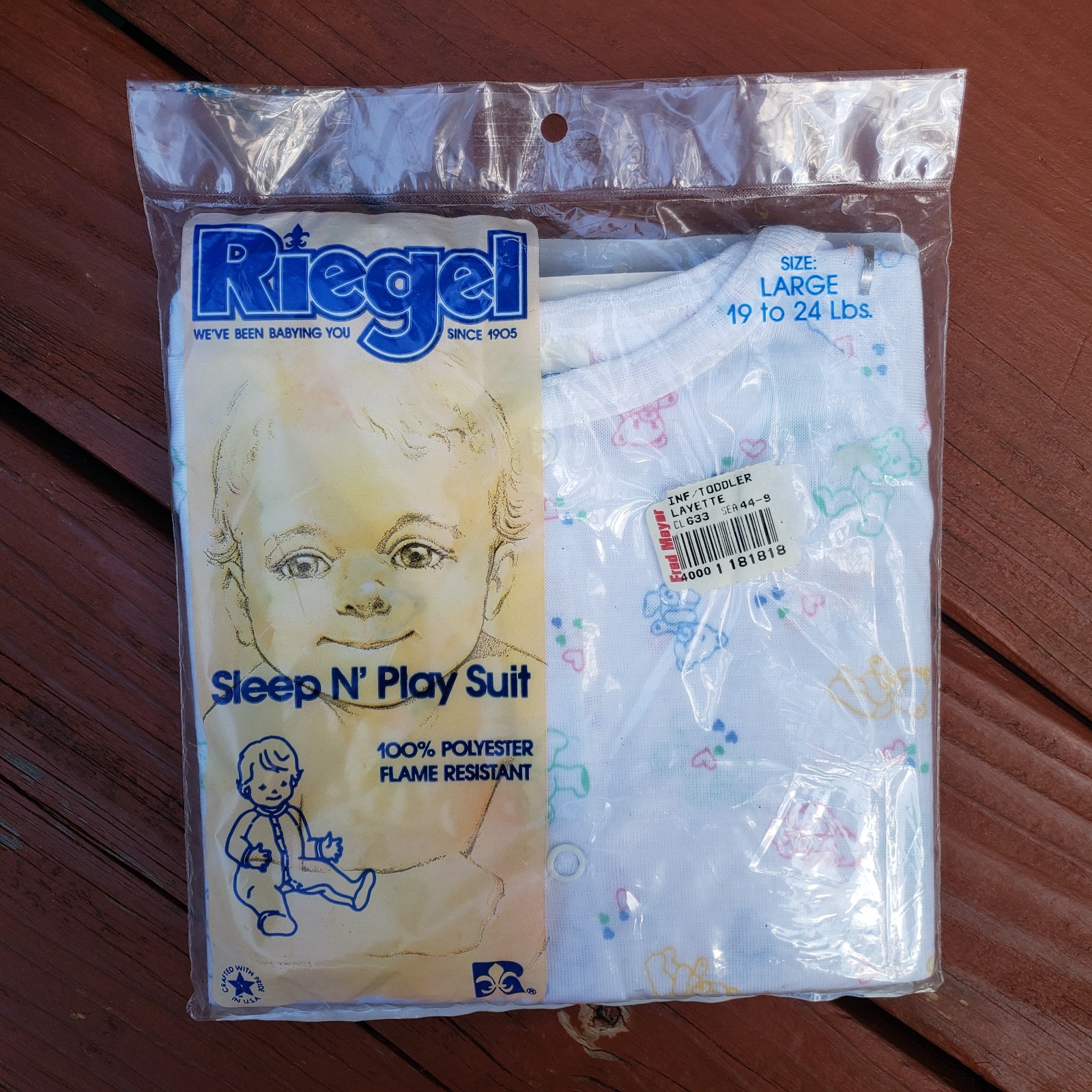 VINTAGE Riegel Sleep N' Play Suit- LARGE 19 to 24 Lbs. [Flame Resistant]