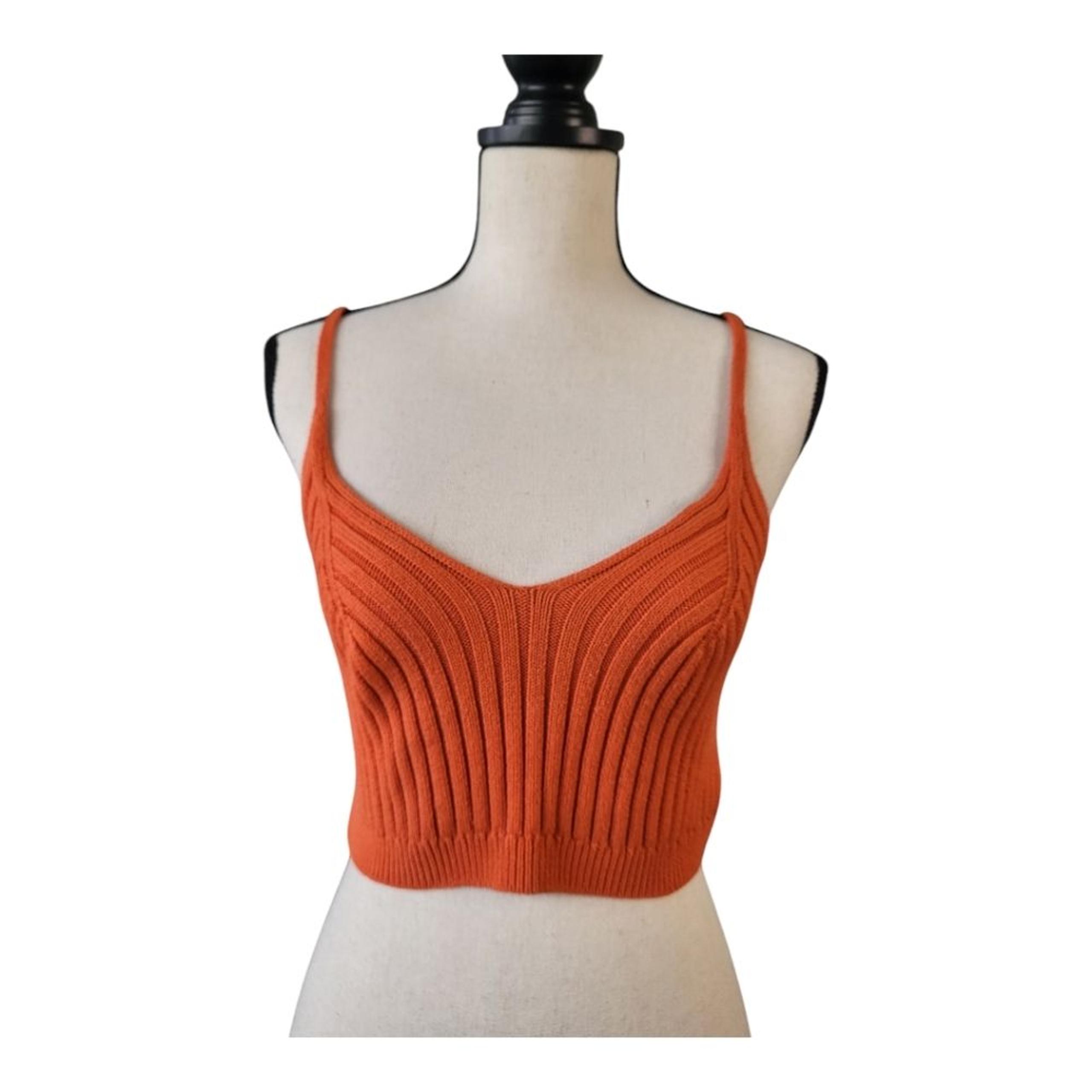 Free People ribbed knitted crop top rustic orange color size XS
