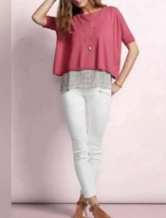 Women's Cabi white moto skinny jeans with zipper accents size 4