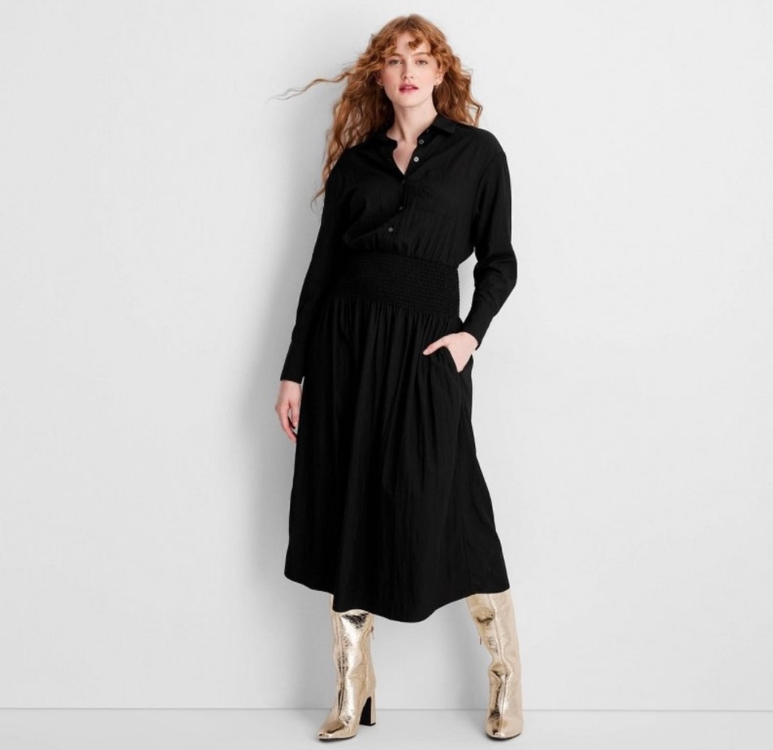 Women's Collared Long Sleeve
Smocked Midi Shirtdress - Future collective