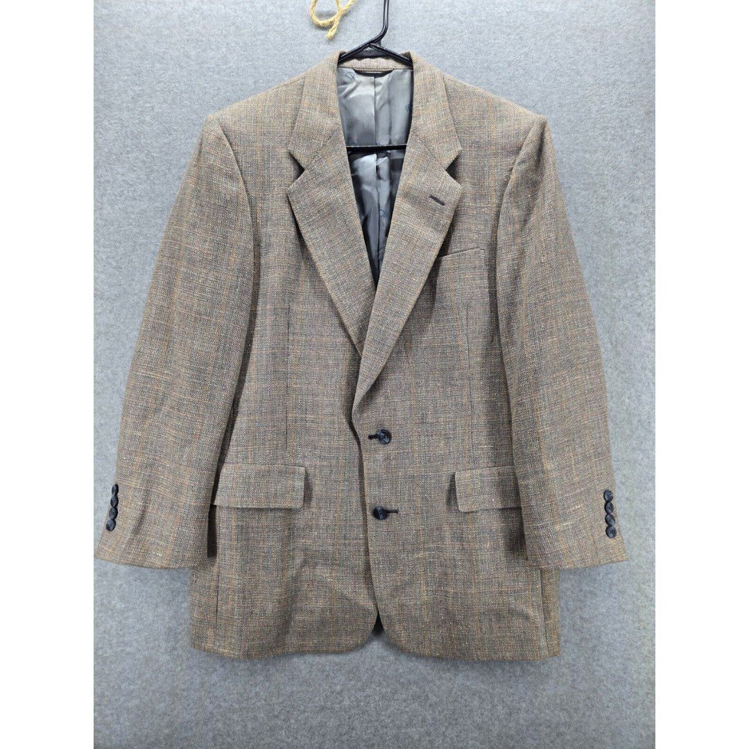 Christian Dior Mens Tweed Gray Wool Pink Blue Sport Coat Blazer Jacket 42R USA
