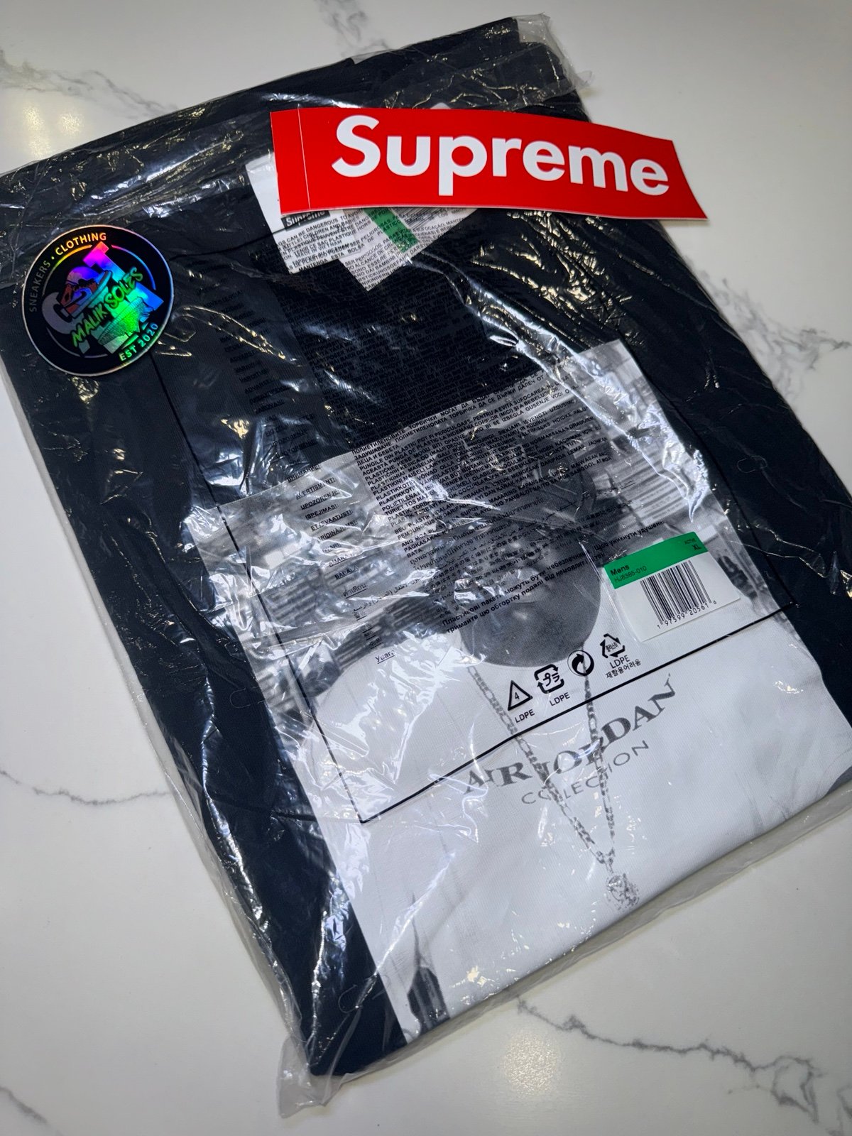 Supreme x Jordan Biggie Black short sleeve tee FW24 DS With Tags