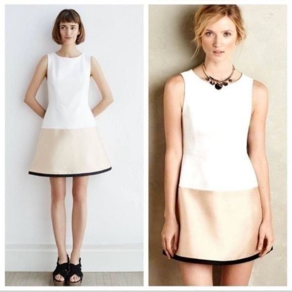 Anthropologie Maeve Gold Dipped Mini Dress Size 2P. Armpit to armpit 15.5 Waist