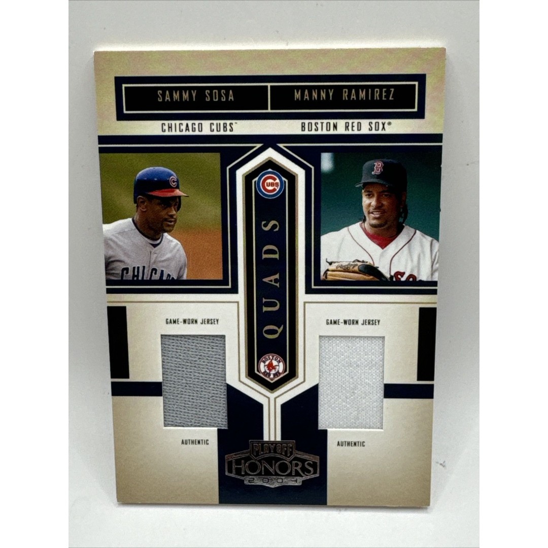 2004 Playoff Honors Quad Materials Sammy Sosa Manny Ramirez Magglio Ordonez HOF