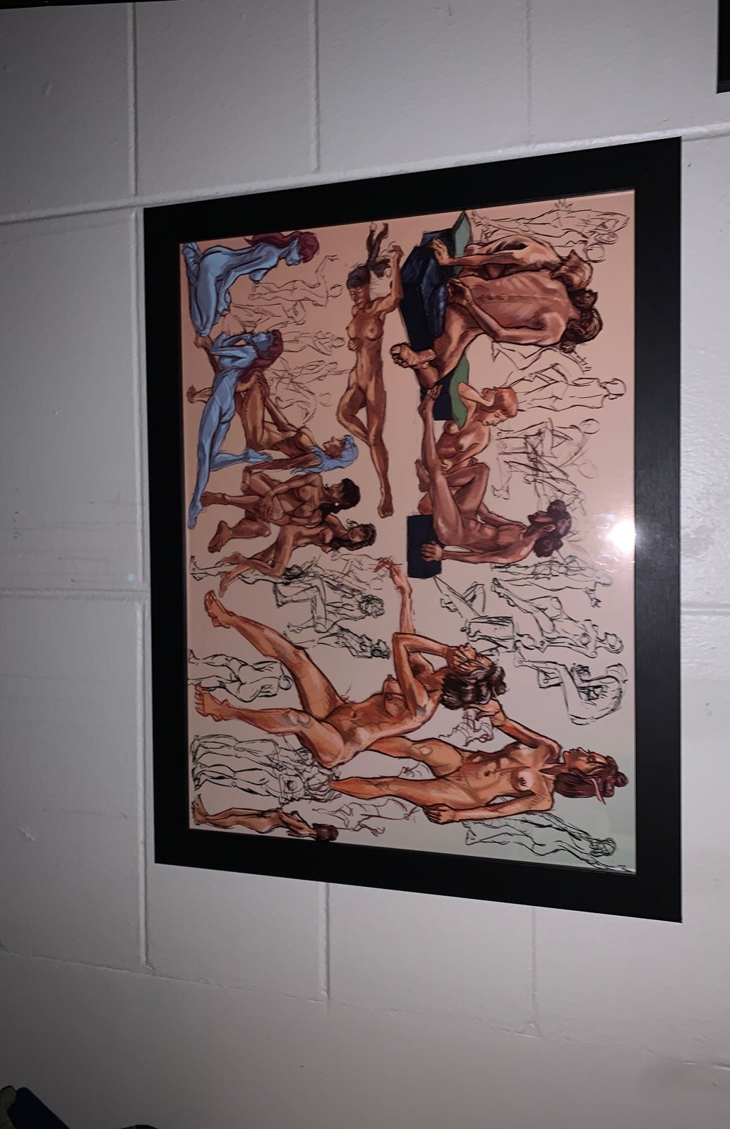 modernistic nude framed art x2