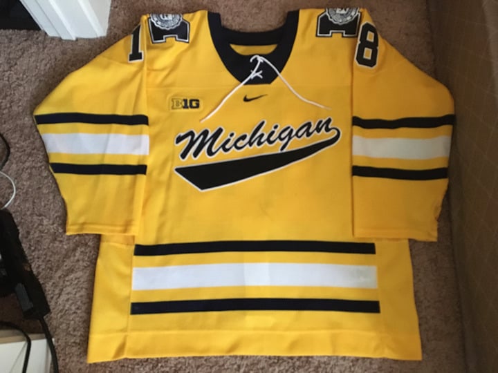 Michigan Wolverines Authentic Team Issue Game Used Worn Nike Hockey Jersey