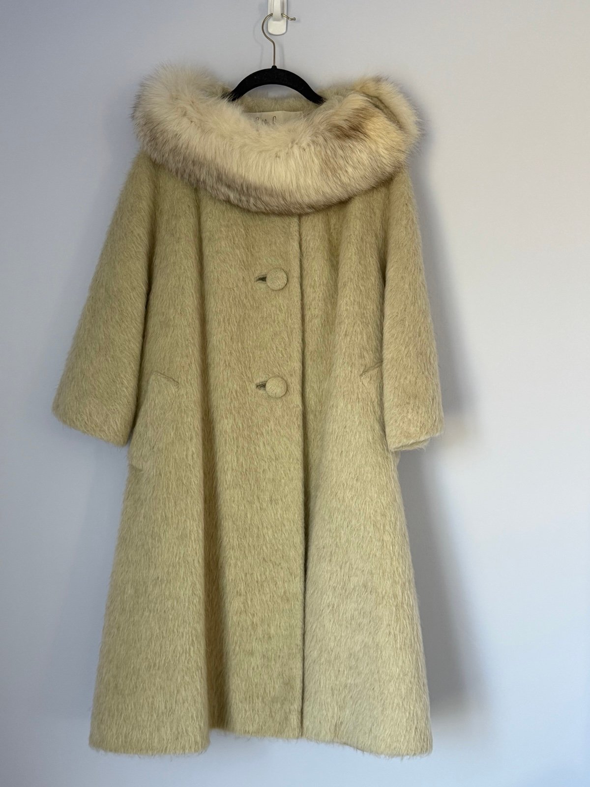 Vintage 1950s Lilli Ann Paris/San Francisco Mohair Coat w/ Silver Mink Collar –