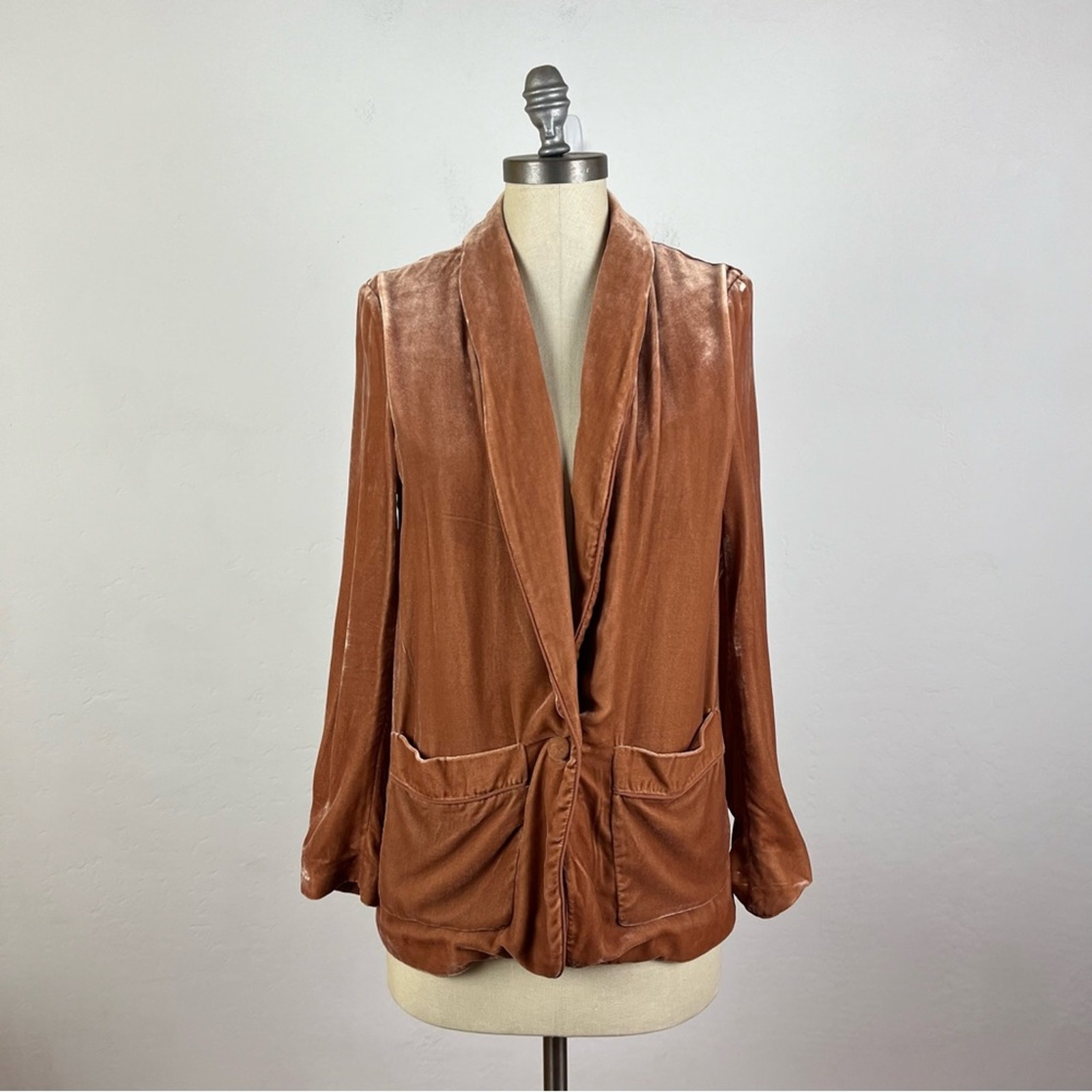 Joie Tan Velvet Blazer Jacket Small