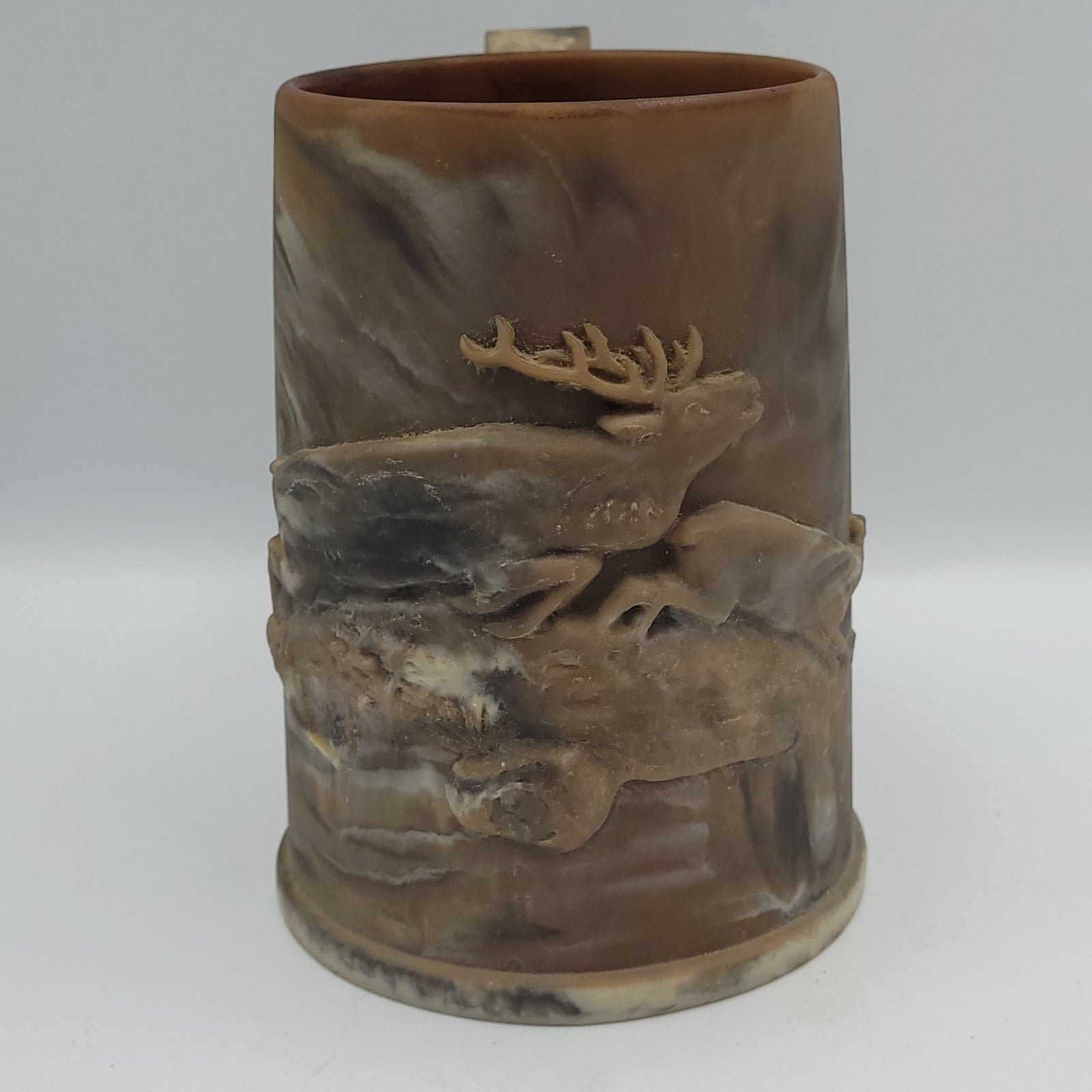 Vintage Genuine Incolay Stone Handcrafts USA Mug Deer