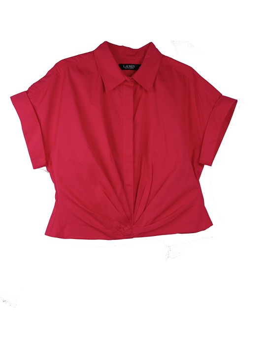 Lauren Ralph Lauren Women's Twist Front Broad Cloth Shirt-Sport Pink -12