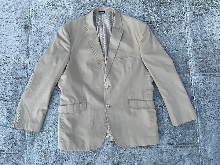 Made Cam Newton Men Blazer Beige Cotton Sport Coat Toe Button Jacket Size 42S