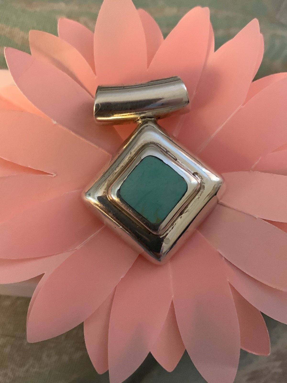 LARIMAR - Sturdy Stamped 925 Inlayed Pendant