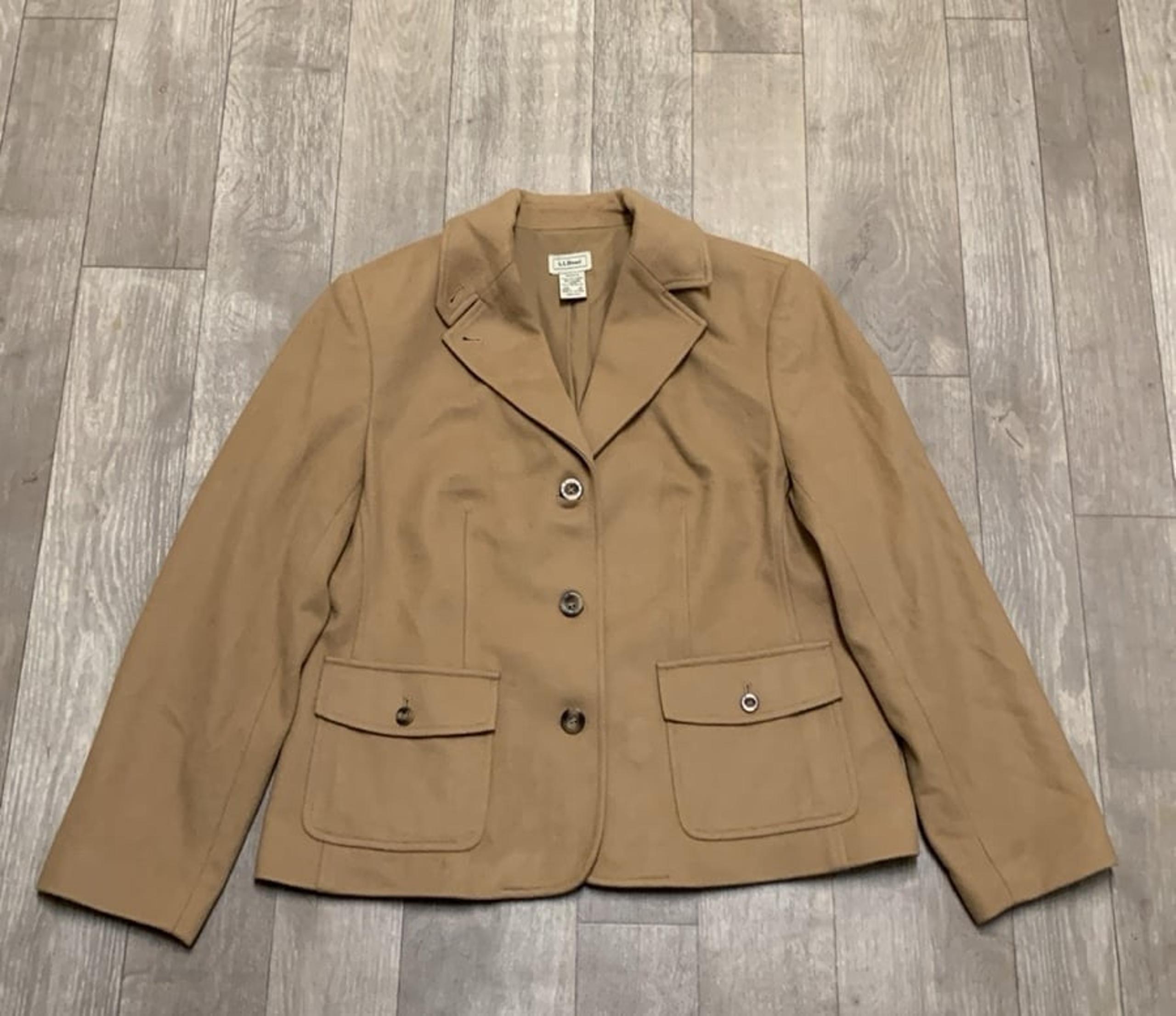 Womens L.L Bean Wool Angora Blend 3 Button Casual Blazer Jacket