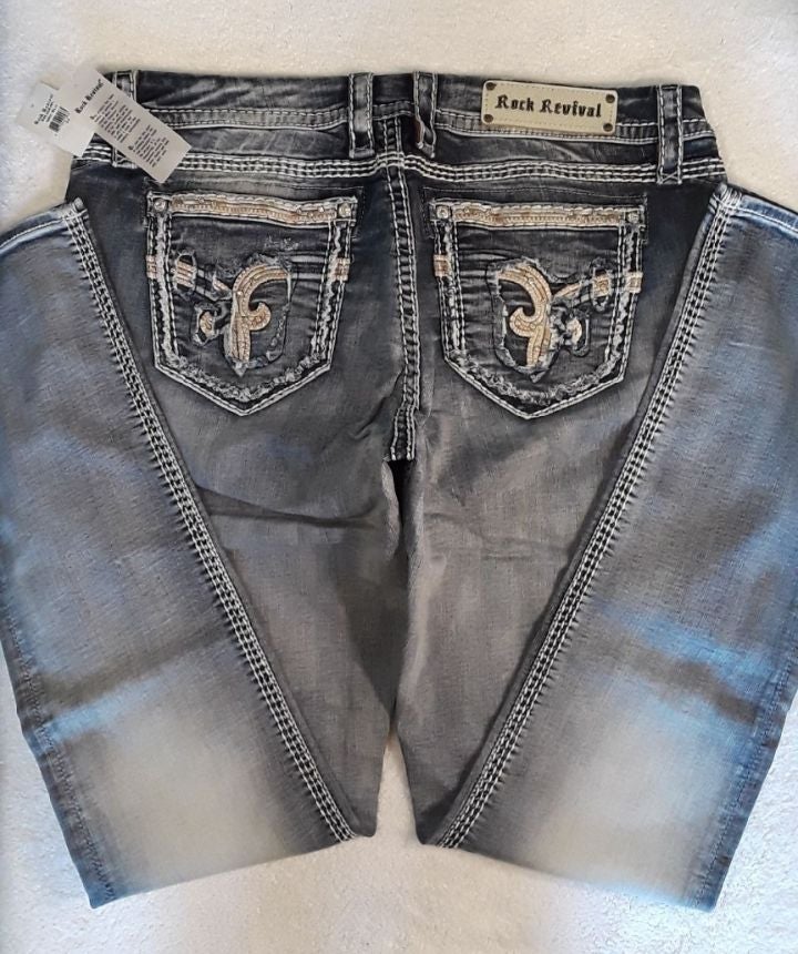 Rock Revival Straight Jeans. Womens Plus Size: W34x34L