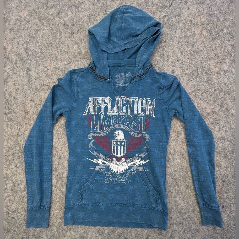 Affliction | Eagle Hoodie | Zipper Hood | Jeweled | Women's Size Medium