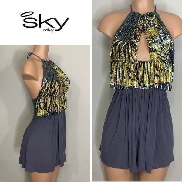 New. SKY chain mail animal print mini dress. Normally 268
