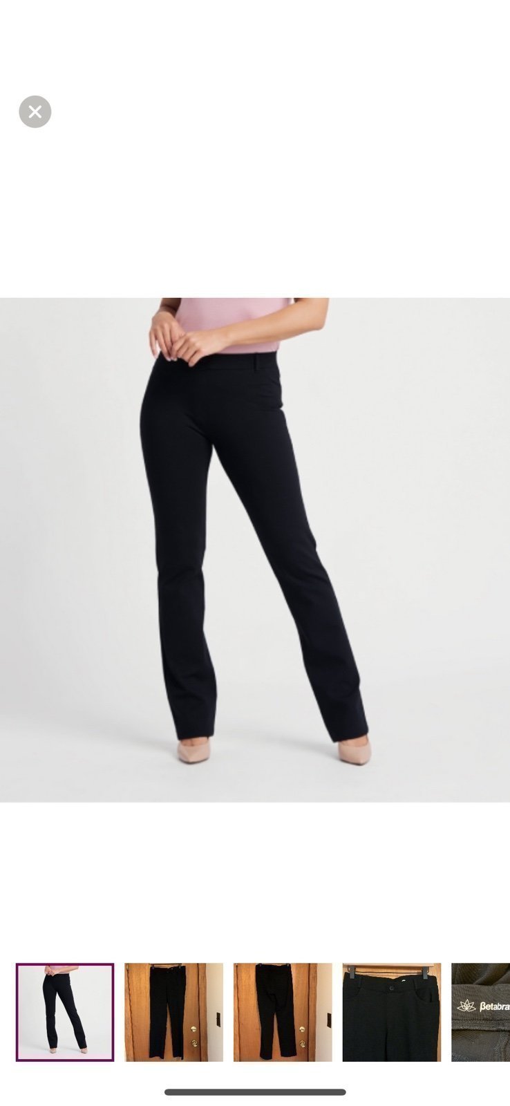 Betabrand Black Straight-Leg Classic Dress Yoga Pant Women’s Sz Large Petite NEW