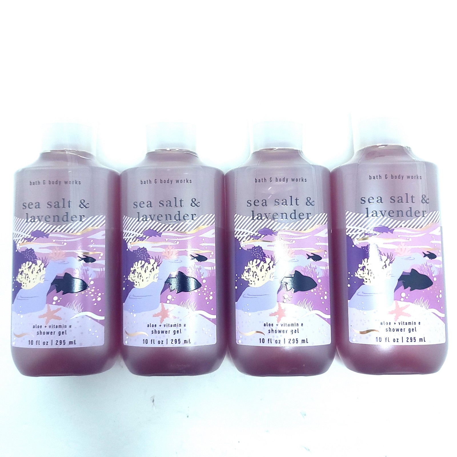 Bath and Body Works Sea Salt and Lavender Shower Gel 10oz each 4 bottles