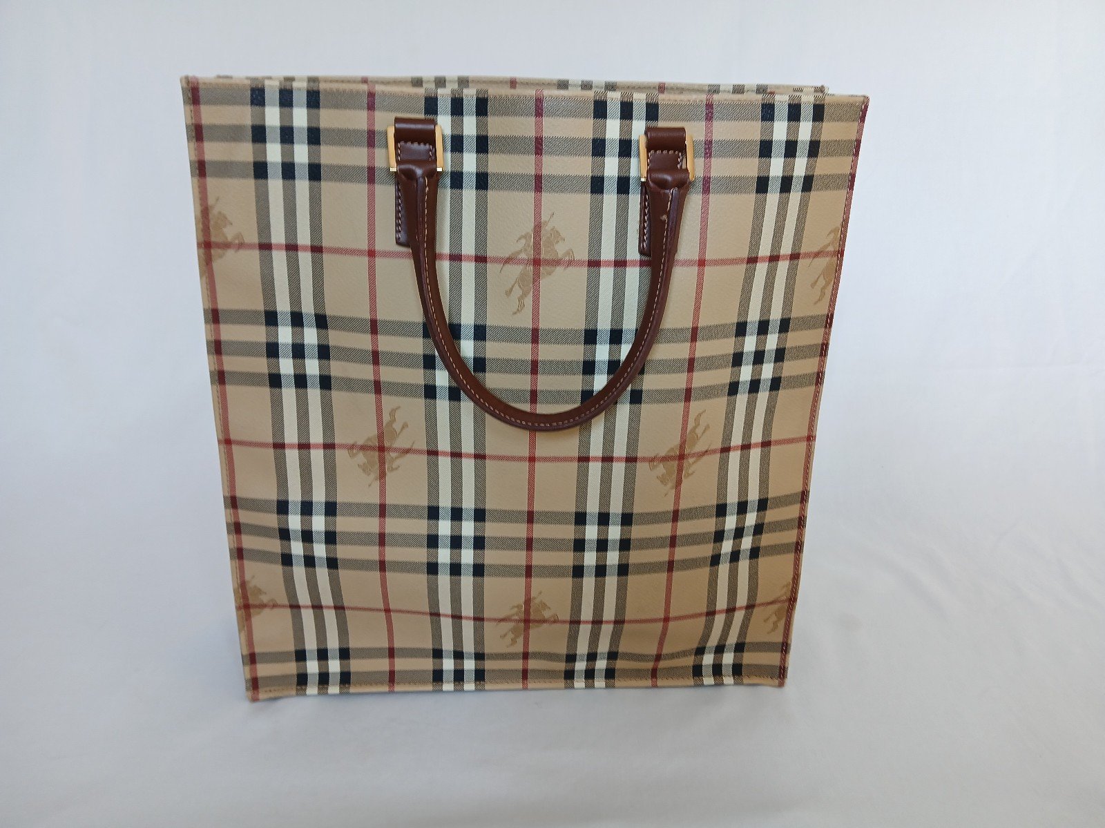 BURBERRY Haymarket check vertical tote